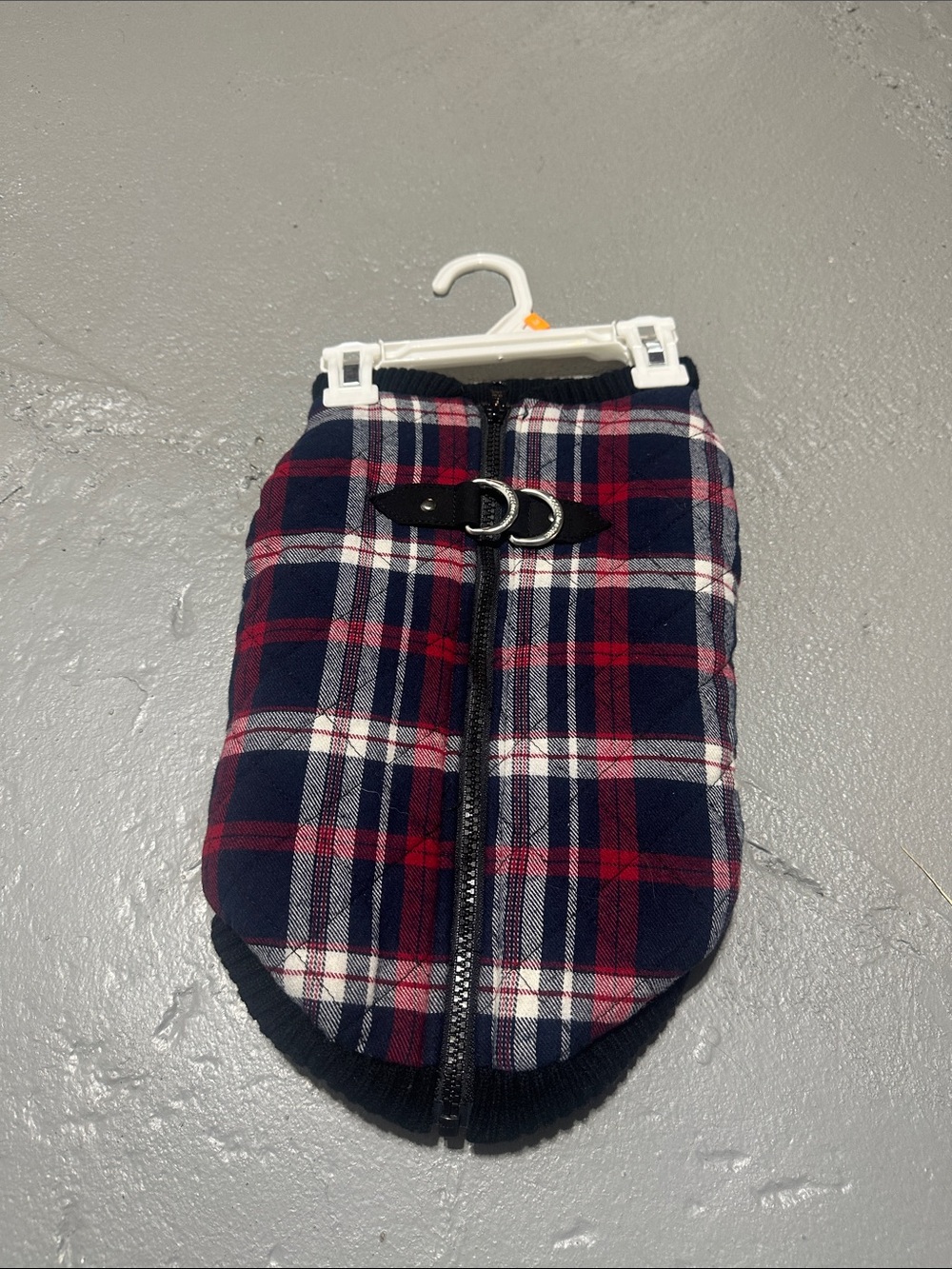 Plaid Zip-Up Dog Vest in Navy and Red